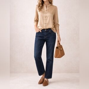 LRL Lauren Ralph Lauren Classic Straight Jeans – Size 12P – Blue Denim Dark Wash